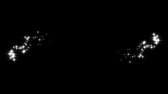 Dreamy glowing glitter shimmer trail, fairy sparkle dust motion, twinkling stars fantasy animation, luxury light overlay effect design, isolated on black background screen, seamless ultra hd 4k