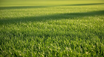 Obraz premium Closeup of lush green grass field with shadows natural scenery
