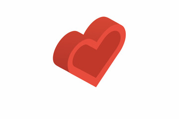 A vibrant red three dimensional heart shape isolated on white