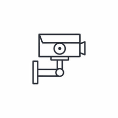 Simple line drawing of a security camera on a white background
