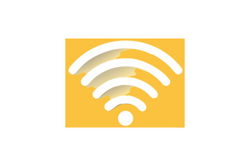 A golden square displays a black wifi signal icon with curved lines