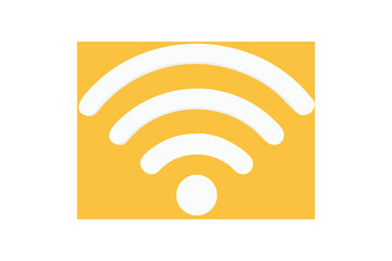 A yellow square displaying a white wifi signal icon