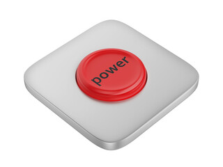 Red round power button on transparent background
