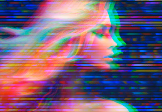 Red And Blue Chromatic Wave Glitch Photo Effect