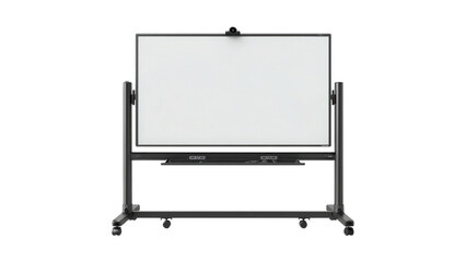 Fototapeta premium Versatile blank whiteboard on a mobile stand, perfect for presentations and classroom settings on a transparent background.