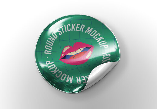 Glossy Round Sticker Mockup