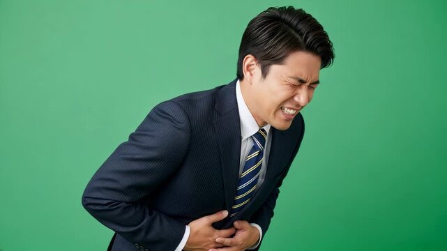 腹痛・ビジネスマン　クロマキー合成用素材
