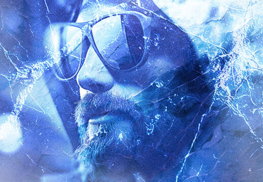 Blue And White Frozen Crystal Ice Texture Photo Effect