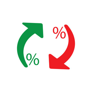 percentage trend icon finance growth rate decline sale discount symbol flat vector