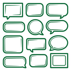 Speech bubbles and frames with doodle line elements vector set