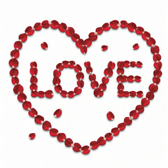Obraz premium decorative heart with love lettering made of red rose petals