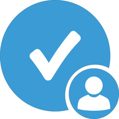 verified user profile icon sign with check mark in blue circle