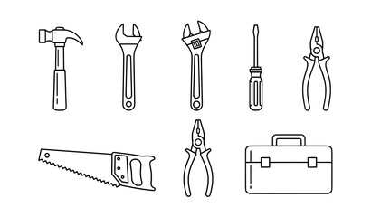Fototapeta premium Working Tools Icon Set Vector Collection