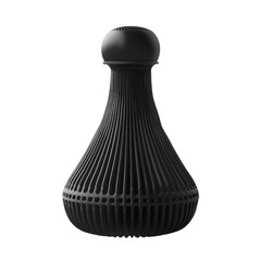 Unique black bottle with intricate lines and shape