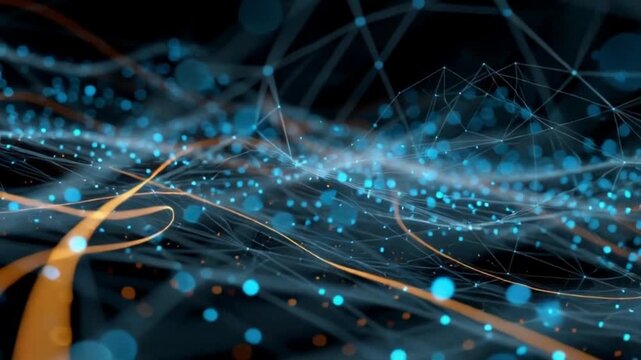 Flie&szlig;ende Datenstr&ouml;me in futurischem Neonlicht