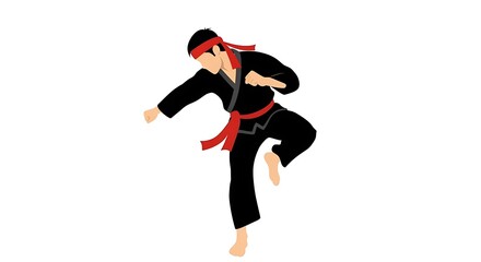 Obraz premium Martial Artist in Dynamic Kick Pose.