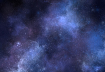 Realistic nebula painting, illustration, with blue light and sparkling stars © ArtbyElandria
