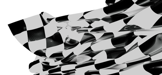 Unique monochrome image of a checkered flag with a 3D effect. Ideal for abstract concepts, racing, speed, victory and co