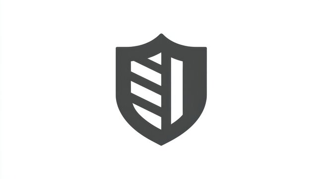 Minimalist shield symbol logo in black and white design.