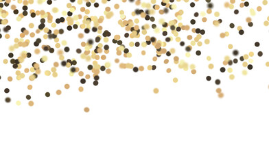 Elegant gold confetti on white background for celebrations, events and designs. Perfect for holiday