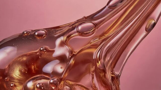 Raspberry red liquid background with gold metallic balls macro texture viscous fluid satisfying tactile aesthetic creative art copy space