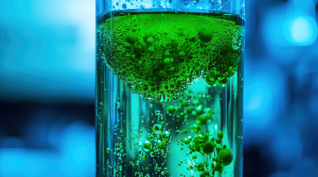 Green Algae Photobioreactor in Biotechnology Lab