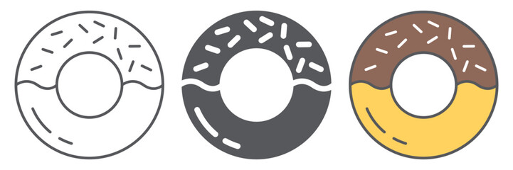 Donut line icon, delicious and food, cake sign, vector graphics, a linear pattern on a white background.