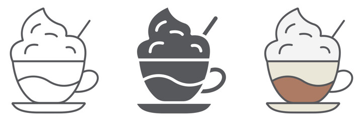 Coffee with cream line icon, coffee and cup, coffee with foam sign, vector graphics, a linear pattern on a white background.