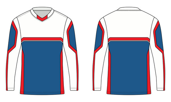 Long sleeve jersey or sports t-shirt template for motocross, mountain biking, soccer, racing, etc