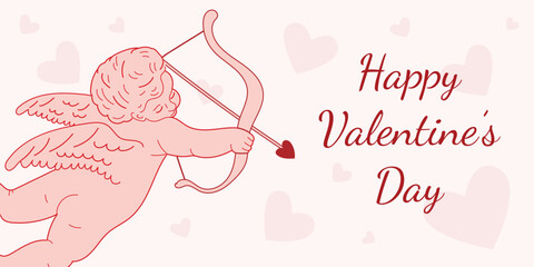Valentine&rsquo;s Day banner. Cute festive illustration for Valentine&rsquo;s Day celebration.