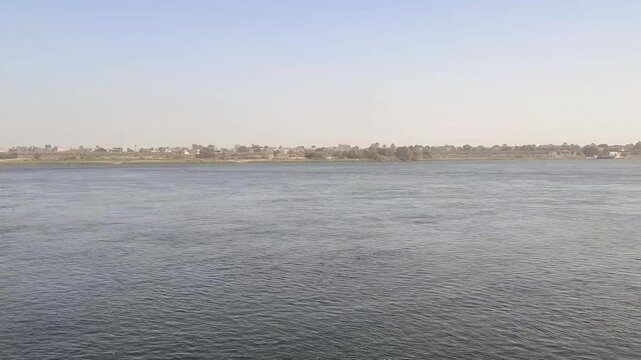 Nile River in Upper Egypt &ndash; Peaceful Natural Landscape from El Balyana, Sohag