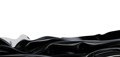 Black, glossy fabric in gentle waves. Perfect for backgrounds, textures and design. 3D render with a
