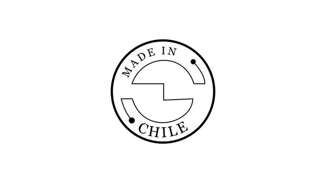 Made in Chile circular stamp with abstract design and dots seal label