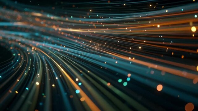 Flie&szlig;ende Datenstr&ouml;me in futurischem Neonlicht