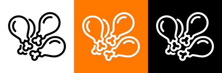 Fototapeta premium Chicken legs composition icon. Outline decorative vector arrangement of poultry drumsticks designed for packaging, prints and food related graphics.