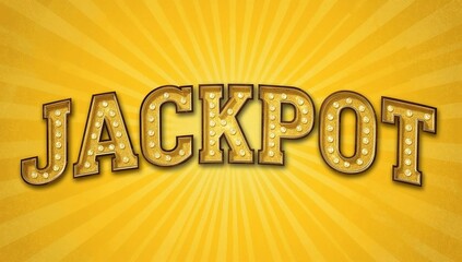 Vintage Jackpot Marquee Sunburst, High Resolution Retro Casino   Lottery Winning Bold Metallic Lettering