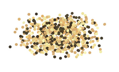 Elegant gold confetti on white background for design projects. Perfect for celebrations, holidays, and artistic backgrou