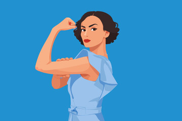 Naklejka premium Strong female athlete showing her muscles in a confident pose.
