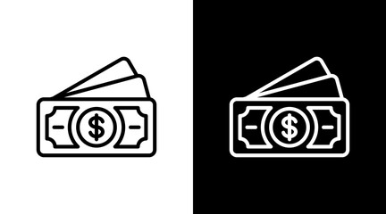 Cash  White Icon Set Design