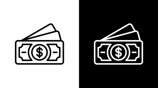 Cash  White Icon Set Design