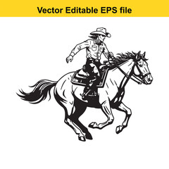 Fototapeta premium vector cowboy riding horse isolated on white background