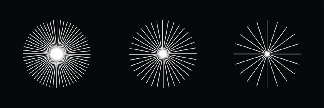 Abstract radial line pattern progression. Minimalist abstract illustration showing radial line patterns evolving in density, symbolizing motion, focus, geometry, and visual rhythm . Vector illustratio