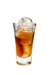 Preparing iced drink pouring beverage sequence transparent background