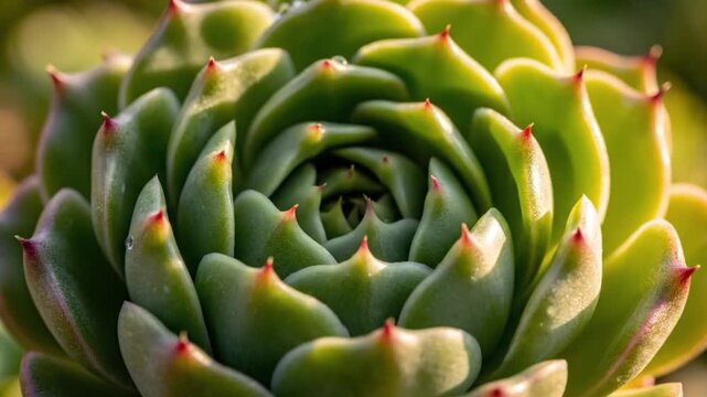Close-up of a vibrant green succulent plant with pointed tips, showing intricate geometric pattern