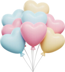 Pastel Rainbow Heart Balloon Bouquet_Heart Balloons_Birthday Balloons_Event Balloons_Valentine's Day