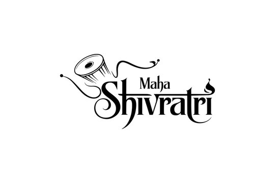 Maha Shivratri Hindi Calligraphy Vector Typography with Trishul &ndash; Editable Religious Design