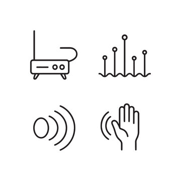 Theremin electronic instrument and sound wave icons