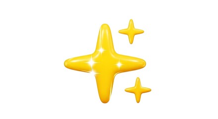 Three bright yellow sparkling stars of varying sizes shine brilliantly on a clean white background.