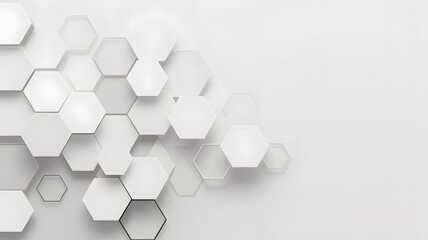White abstract modern geometric background with three dimensional hexagons Subtle shadows and soft lighting create visual depth for a clean minimalist high tech