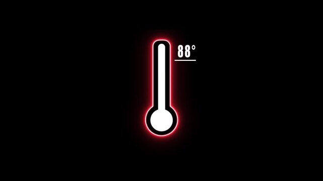 Glowing Red Thermometer with Temperature 88 Degrees on Black Background heat weather climate